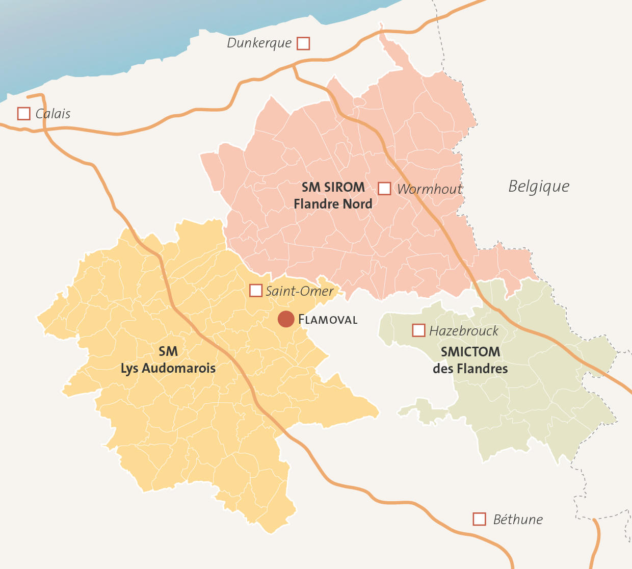Le territoire du Syndicat Mixte Flandre Morinie